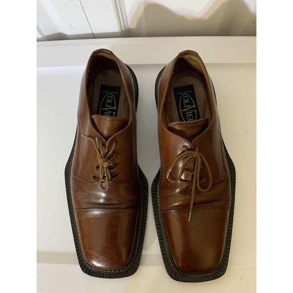 Olivier Men’s Sz 9 1/2 D Brown Cap Shoe Very Fine‎ Leather Made In Italy - Picture 1 of 10